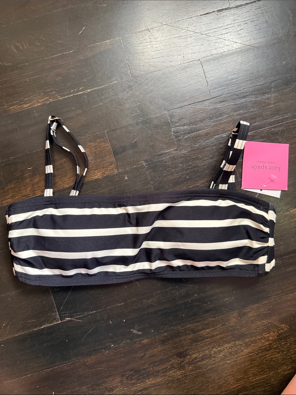 kate spade Navy and White Striped Bandeau Bikini Top